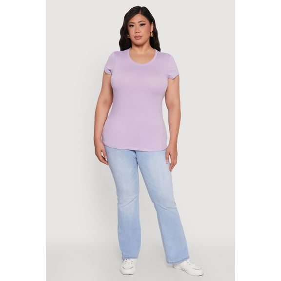 Womens Plus Size Basic Crew Neck Tee