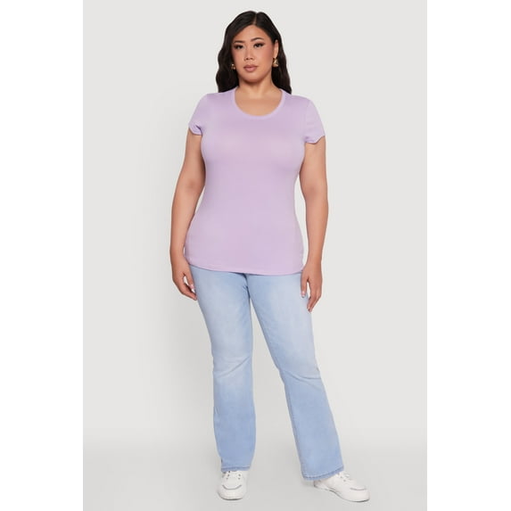 Womens Plus Size Basic Crew Neck Tee