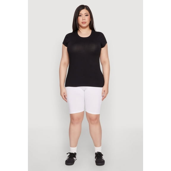 Womens Plus Size Basic Crew Neck Tee