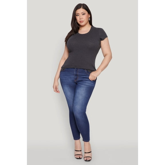 Womens Plus Size Basic Crew Neck Tee