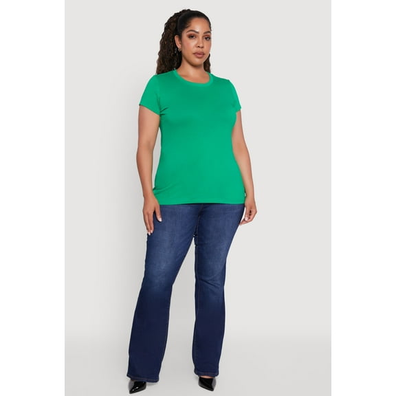 Womens Plus Size Basic Crew Neck Tee