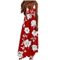 thumbnail image 1 of Womens Plus Size Beach Dresses Boho Spaghetti Strap Flowy Dress V Neck Holiday Vacation Sundress, Wine 4XL, 1 of 5