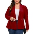 thumbnail image 1 of Womens Plus Size Blazers Business Casual Knit Blazer for Work Long Sleeve Shawl Lapel Blazer Suit Jackets Red 5XL, 1 of 7