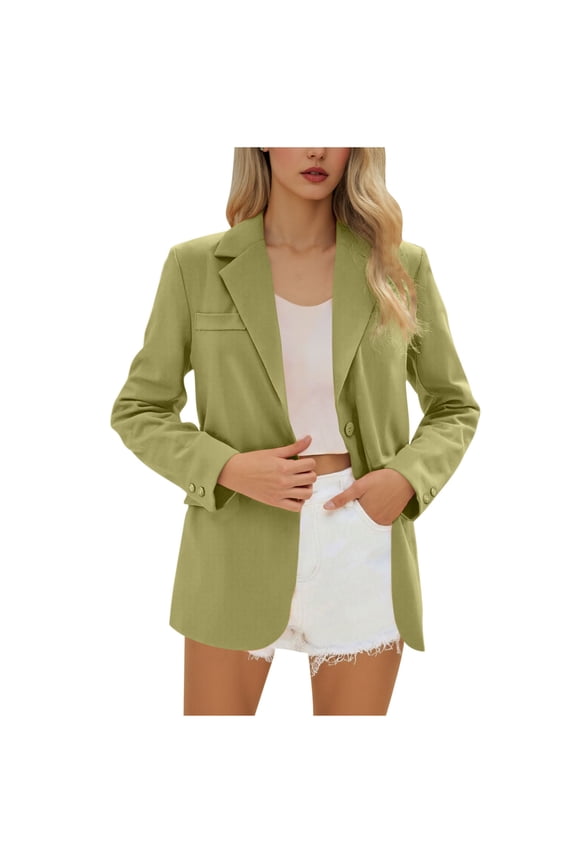 Womens Plus Size Blazers, Women's Button Down Blazer Casual Open Front Long Sleeve Suit Jackets Business Work Office Blazers S-3XL