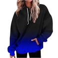 thumbnail image 1 of Womens Plus Size Blouses Winter Fall Loose Fit Hooded Long Sleeve Rolled One Shoulder Hoody Gradient Print Leisure Cotton Hoodies Sweatshirts(Dark Blue,L), 1 of 5