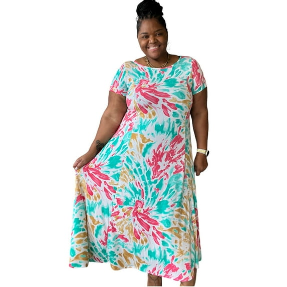 Womens Plus Size Blushed Midi Dress