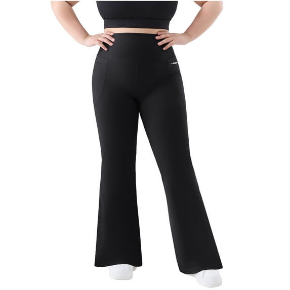 Womens Plus Size Bootcut Yoga Pants High Waist Flare Pants Stretchy, Side Pockets, Bell Bottom Fit, Solid Color, Oversized, Workout, Gym, Running, Casual Daily Home Wear