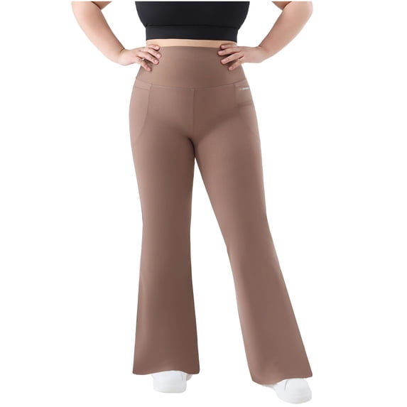 Womens Plus Size Bootcut Yoga Pants High Waist Flare Pants Stretchy, Side Pockets, Bell Bottom Fit, Solid Color, Oversized, Workout, Gym, Running, Casual Daily Home Wear