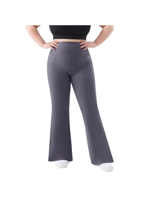 Womens Plus Size Bootcut Yoga Pants High Waist Flare Pants Stretchy, Side Pockets, Bell Bottom Fit, Solid Color, Oversized, Workout, Gym, Running, Casual Daily Home Wear