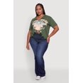 thumbnail image 1 of Womens Plus Size Born To Ride Slashed Graphic T-Shirt, 1 of 5