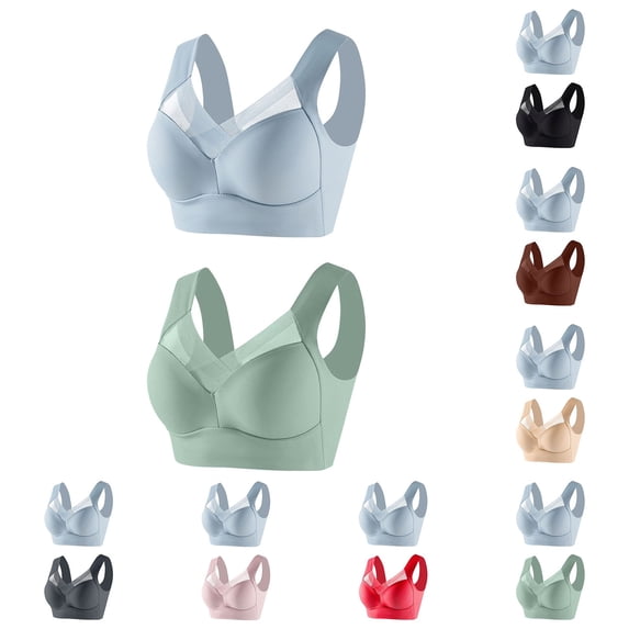 Womens Plus Size Bras 2 Packs No Underwire Push Up Bras for Women Seamless Comfort Wireless Bras L-6XL