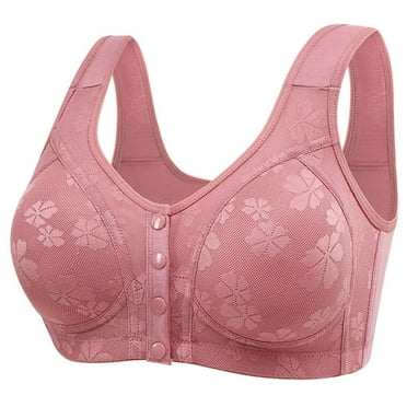 Womens Plus Size Bras, Daisy Bras for Women, Charm Front Closure Bras for Women, Comfortable No Underwire Daisy Bra for Older Women Full Coverage S-5XL