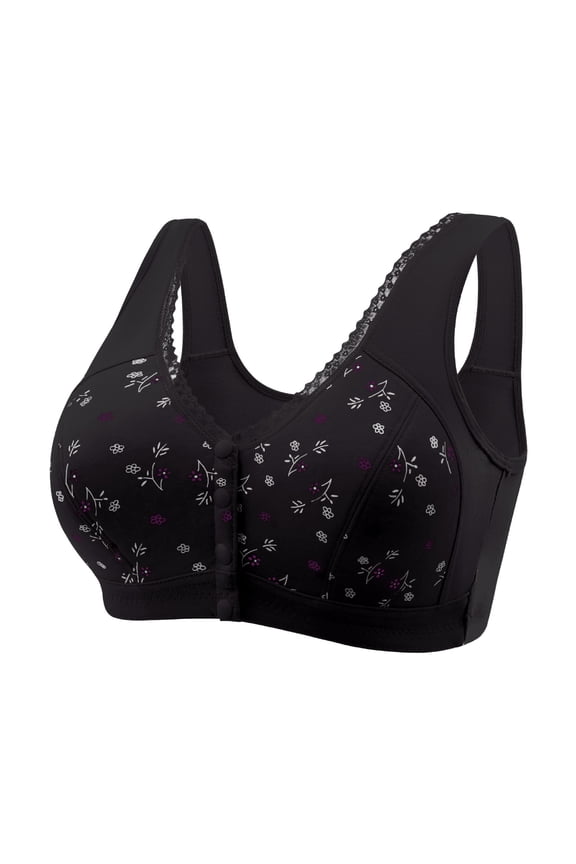Womens Plus Size Bras Front Closure No Underwire Push Up Bralettes for Women Soft Full-Coverage Support Everyday Underwear Bra S-6X