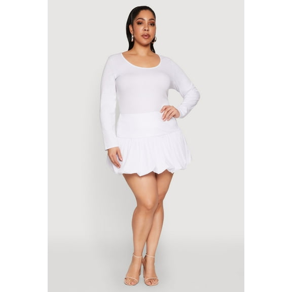 Womens Plus Size Bubble Hem Mini Skirt