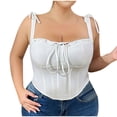 thumbnail image 1 of Womens Plus Size Bustier Corsets Going Out Tank Corset Tops Boned Waist Cincher Sleeveless Lace Up Bodice White, XXL, 1 of 7