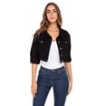 thumbnail image 1 of Womens Plus Size Button Closed Cropped Jean Jacket Stretch Ladies Denim Jacket Oversize Coat, 1 of 6