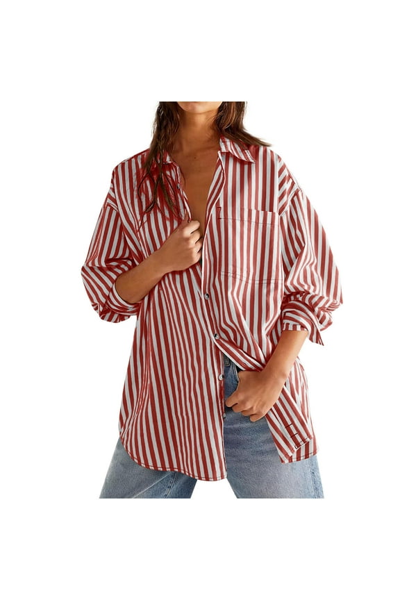 Womens Plus Size Button Down Shirts Button Down Long Sleeve Blouses Collared Office Work Blouses Tops Boyfriend Work Casual Fall Top