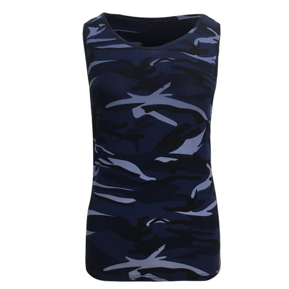 Womens Plus Size Print Tank Top Sleeveless Crew Neck Casual Loose Fit Summer Blouse
