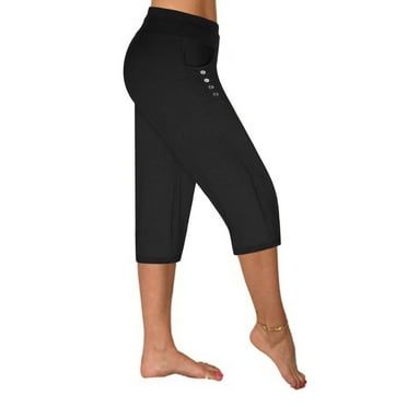 Womens Plus Size Capri Pants Elastic Waist Capris Pant Summer Casual Knee-Length Trouser