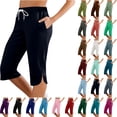 thumbnail image 1 of Womens Plus Size Capris Women's Yoga Pants Loose Soft Drawstring Workout Sweatpants Outdoor Athletic Causal Pants With Pockets Navy S, 1 of 10