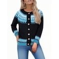 thumbnail image 1 of Womens Plus Size Cardigan Sweaters Boho Button Down Chunky Knit Cardigans Ethnic Crewneck Fall Winter Jacket, 5XL Blue, 1 of 6