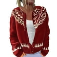 thumbnail image 1 of Womens Plus Size Cardigan Sweaters Boho Button Down Chunky Knit Cardigans Ethnic Crewneck Fall Winter Jacket, S Red, 1 of 4
