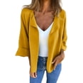 thumbnail image 1 of Womens Plus Size Cardigan Tops, Fall Coats for Women Lightweight Casual Warmth Solid Color Lapel 3/4 Sleeve Open Front Cardigan S-5XL, 1 of 5