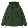 thumbnail image 1 of Womens Plus Size Cargo Raincoats with Hooded and Pockets L-4X Casual Breathable Zipper Up Jackets Solid Long Sleeve Outdoor Hiking Coats, 1 of 3