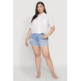 thumbnail image 1 of Womens Plus Size Chic Boxy Button Front Short Sleeve Shirt, 1 of 5