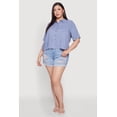 thumbnail image 1 of Womens Plus Size Chic Boxy Button Front Short Sleeve Shirt, 1 of 5