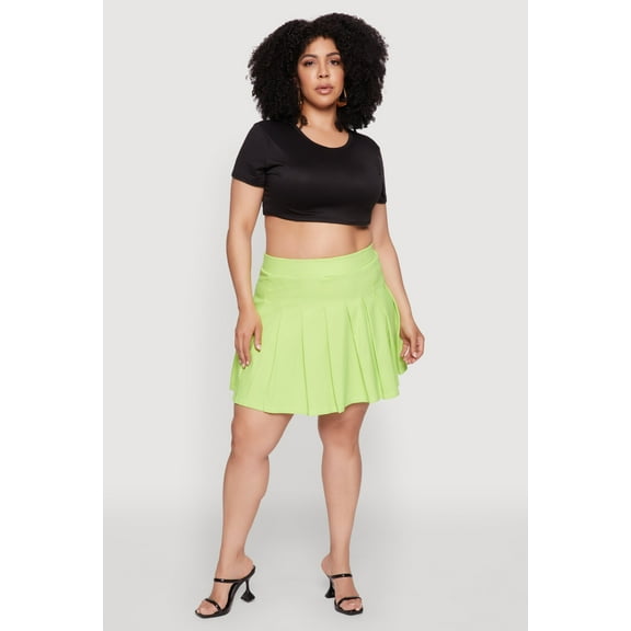 Womens Plus Size Chic High Waisted Mini Pleated Skirt