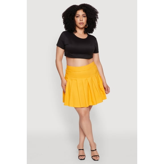 Womens Plus Size Chic High Waisted Mini Pleated Skirt