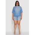 thumbnail image 1 of Womens Plus Size Chic Sheer Mesh Blouse with Crew Neck and Short Sleeves, 1 of 5