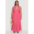 thumbnail image 1 of Womens Plus Size Chic Smocked Back Halter Maxi Sundress, 1 of 4