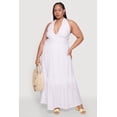 thumbnail image 1 of Womens Plus Size Chic Smocked Back Halter Maxi Sundress, 1 of 4
