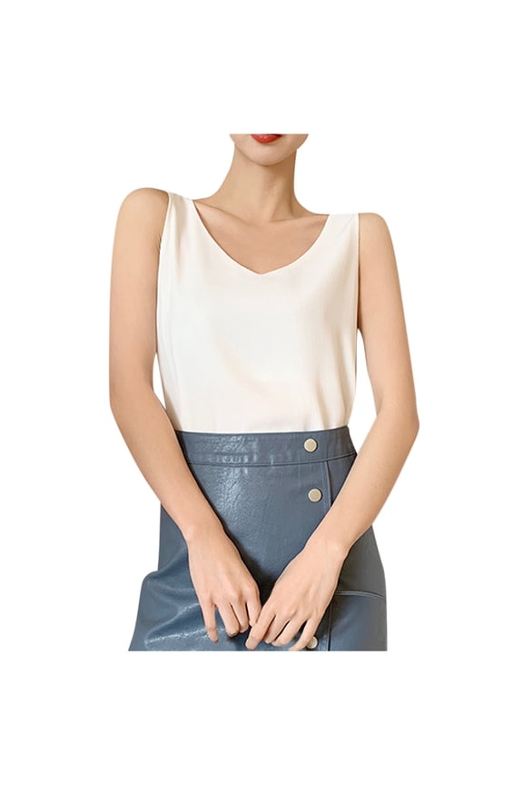 Womens Plus Size Chiffon Tank Top Sleeveless Summer Basic Layering Blouse Undershirt Shell Top Relaxed Fit XXL