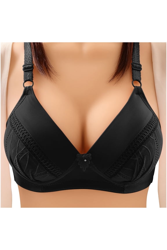 Womens Plus Size $5,Woman Solid Color Comfortable Hollow Out Perspective Bra Underwear No Rims