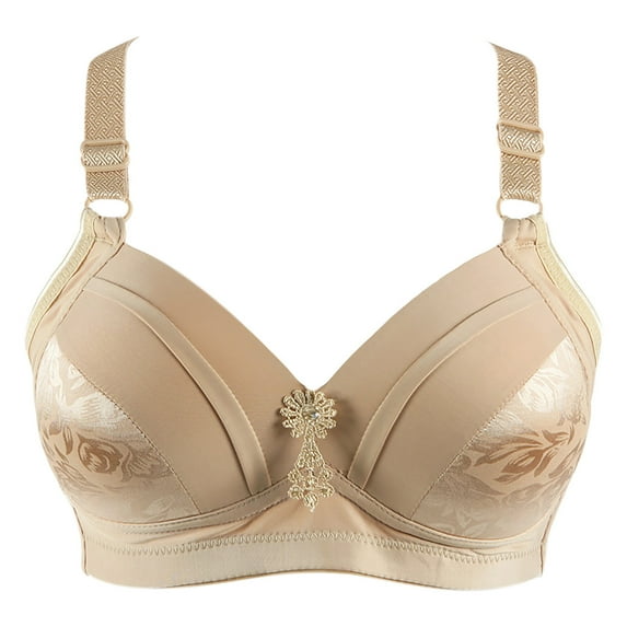 Womens Plus Size $5,Women Fashion Print Bra Wire Free Underwear One-Piece Bra Everyday Underwear