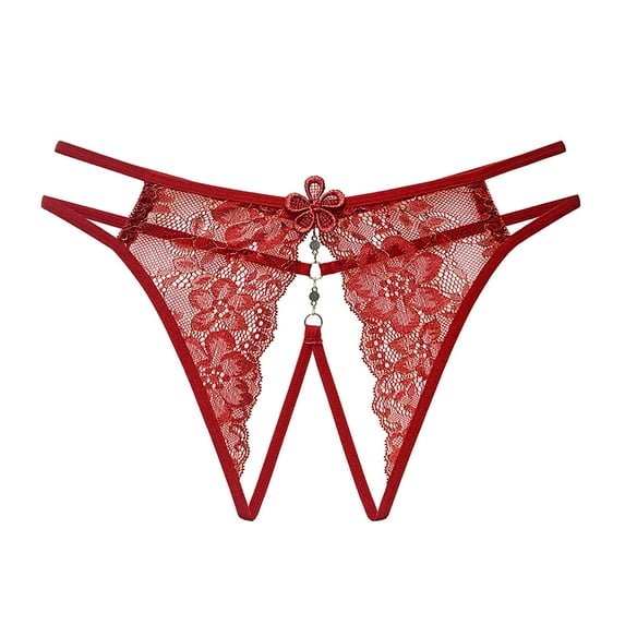 Womens Plus Size $5,Women Fashion Sexy Butterfly Shape Low Lace Open Panties Sexy Underpant