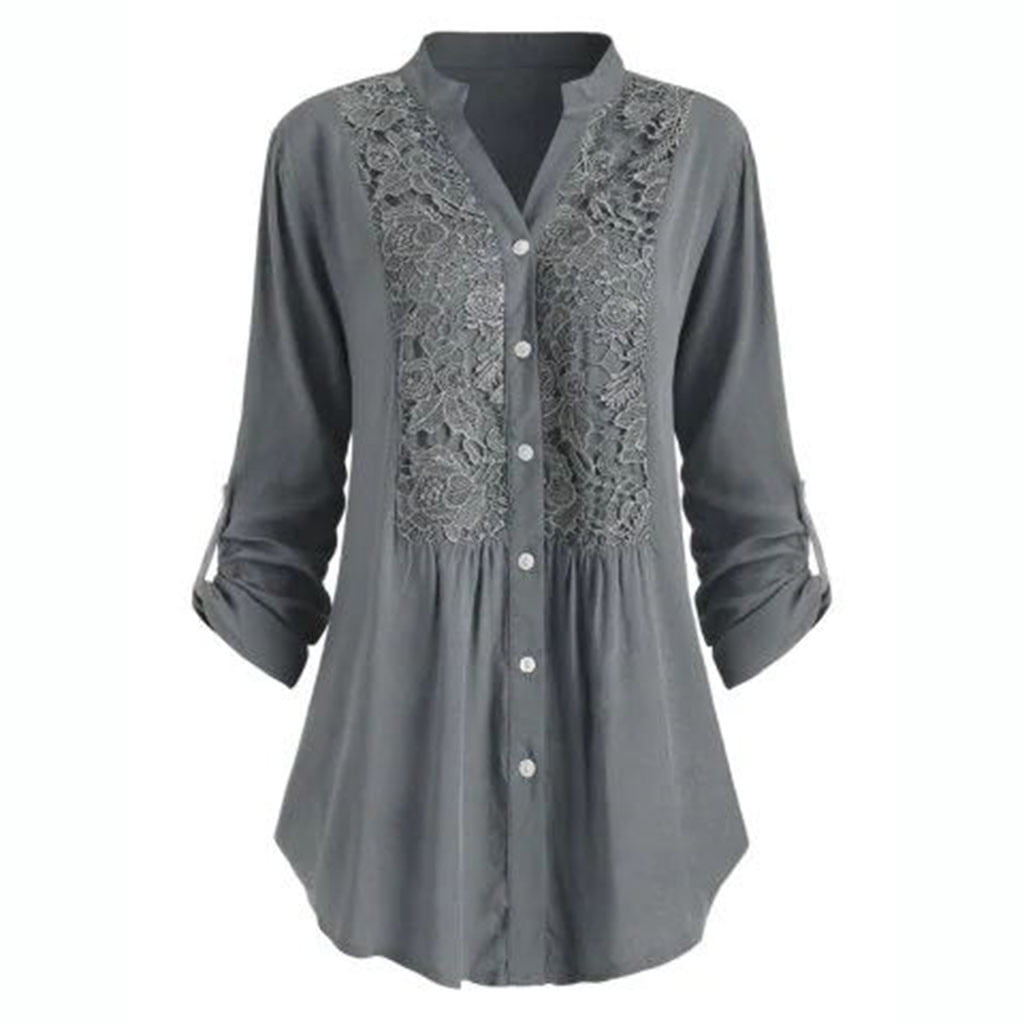 Womens Plus Size Clearance $5,Women Ladies Large Size Button Lace V ...