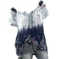 thumbnail image 1 of Womens Plus Size $5,Women Short Sleeve V-Neck Lace Printed Lace Tops Loose T-Shirt Blouse Tops, 1 of 7