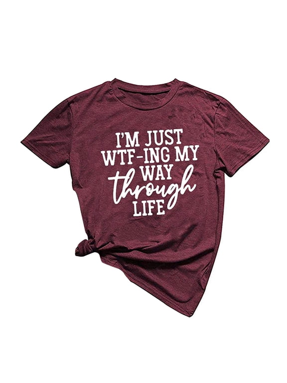 Womens Plus Size $5,Women's Fashion Printed Plus Size O-Neck T-Shirts Short Sleeve Graphic Tee Tops