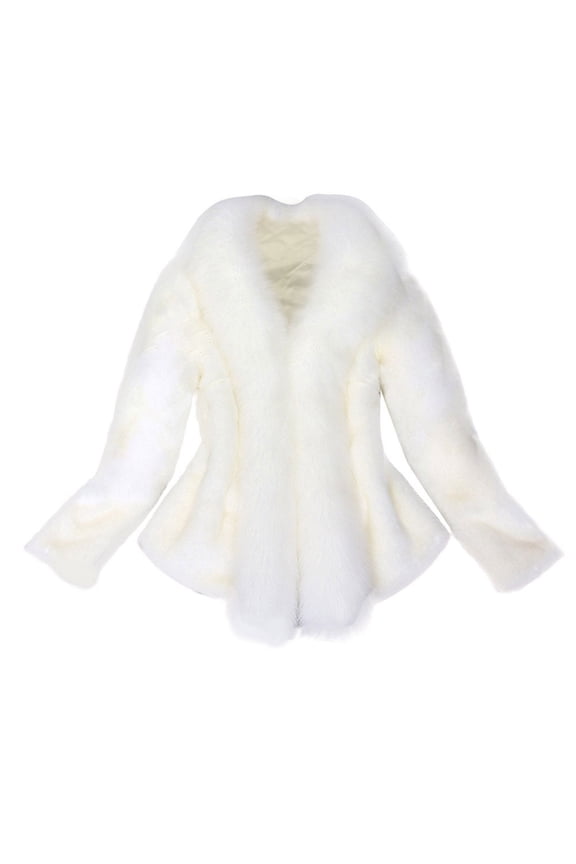 Women's Top Thick Warm New Fake Pelt Jacket Solid Color Lightweight Winter Fashion Top Plus Size Shacket Jacket Casual Long Sleeve for Mujer White M