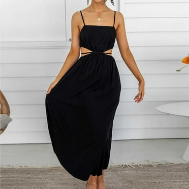 Womens Plus Size Clearance Dresses Fashion Women Summer Casual Backless Solid Color Bandage Sexy Backless Dress