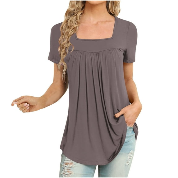 Womens Plus Size Clearance Tops Casual Round-Neck Short Sleeve Loose T-Shirt Blouse Tops