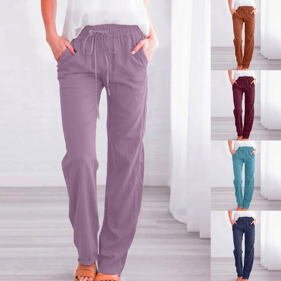 Womens Plus Size,Women Casual Solid Color Elastic Loose Pants Straight Wide Leg Trousers Pants