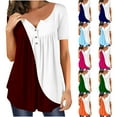 thumbnail image 1 of Womens Plus Size,Women Fashion Solid Color Casual V-Neck Short Sleeve Loose T-Shirt Tops, 1 of 7