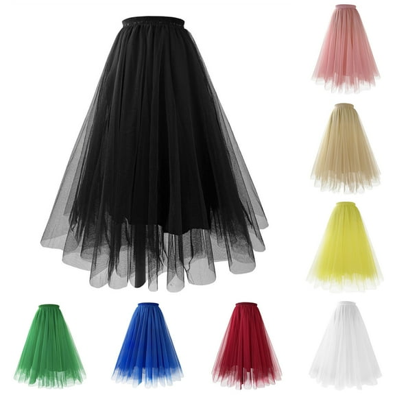 Womens Plus Size,Women High Quality Pleated Gauze Knee Length Skirt Adult Dancing Skirt