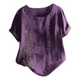 thumbnail image 1 of Womens Plus Size,Women Short Sleeve Casual Print Loose Button Tunic Shirt Blouse Tops, 1 of 6