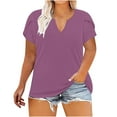 thumbnail image 1 of Womens Plus Size,Women Solid Color Shirts Short Sleeve Loose Plus Size Tee Tops V-Neck Tunic Blouse, 1 of 6